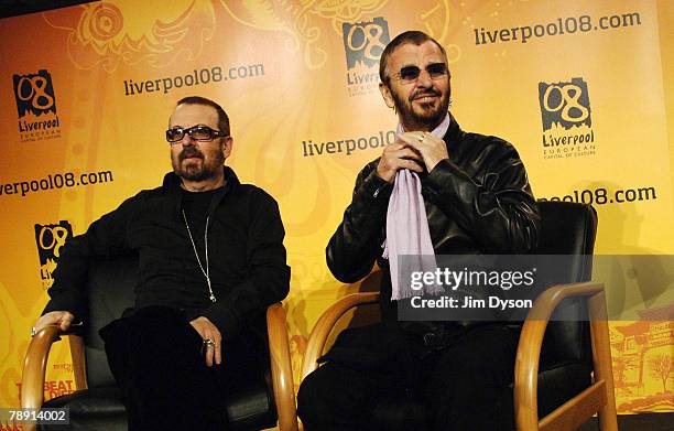 Ringo Starr and Dave Stewart attend a press conference prior to the People's Opening of Liverpool as European Capital Of Culture, at St.Georges Hall...