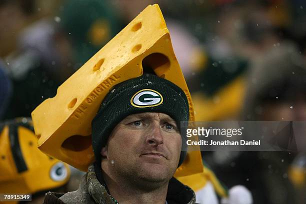 Green Bay Packers fan watches the game against the Seattle Seahawks during the NFC divisional playoff game on January 12, 2008 at Lambeau Field in...