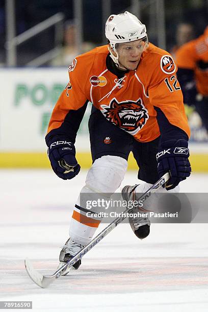 Right wing Kyle Okposo of the Bridgeport Sound Tigers plays during the third period against the Springfield Falcons at Harbor Yard January 12, 2008...
