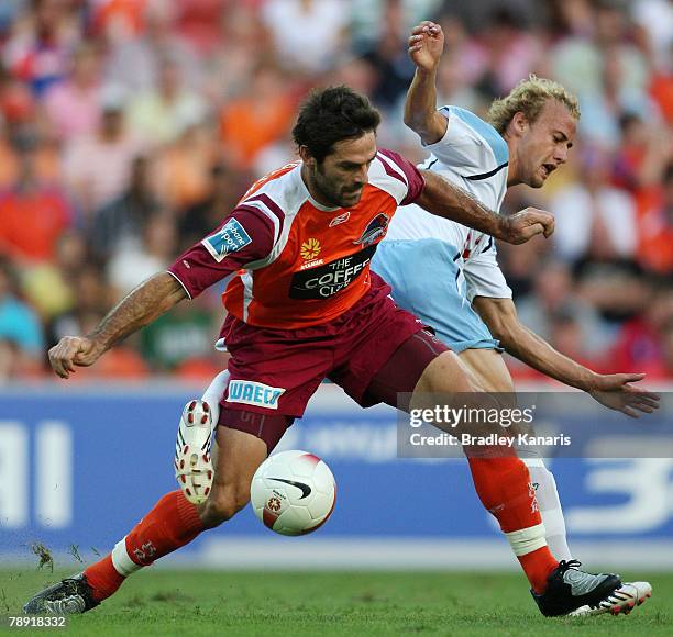 Sasa Ognenovski of the Roar in action during the round 20 A-League match between the Queensland Roar and Sydney FC at Suncorp Stadium on January 13,...