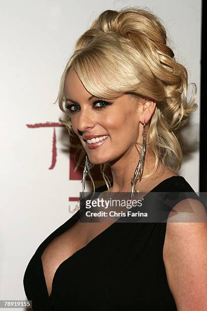 Actress Stormy Daniels arrives at a naughty night to remember at TAO Nightclub at The Venetian Hotel and Casino Resort on January 12, 2008 in Las...