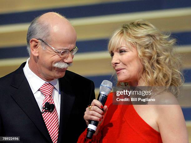 Actress Kim Cattrall helps Dieter Zetsche, Chairman of the Board of Management of Daimler AG, introduce the new Mercedes-Benz Vision GLK Blutec at...