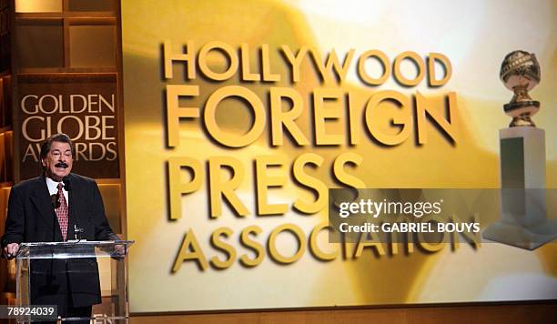 Jorge Camara, president of the Hollywood Foreign Press Association gives a press conference to announce the Golden Globes award winners, 13 January...