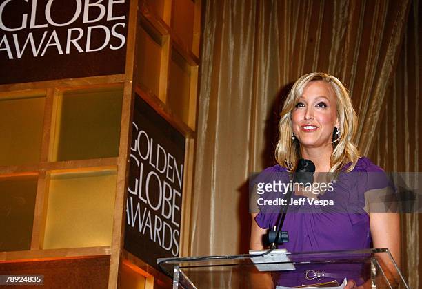 Entertainment news anchor Lara Spencer at The 65th Annual Golden Globe Awards Announcement at the Beverly Hilton on January 13, 2008 in Beverly...