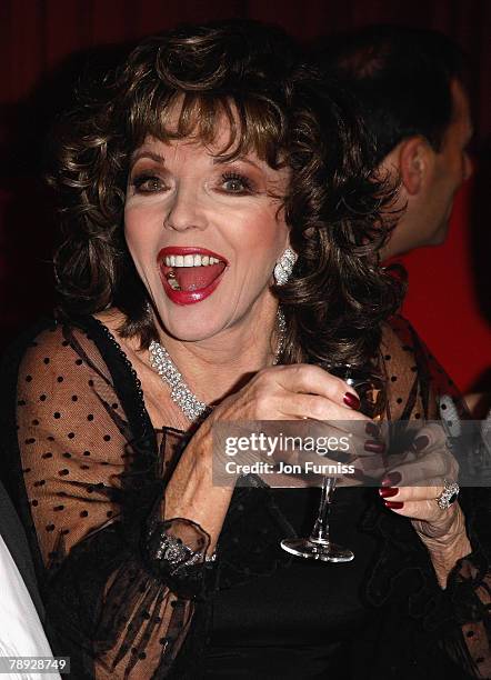 Joan Collins attends Liz Brewer's Christmas party for her good friend Dame Shirley Bassey to celebrate her 70th Birthday, kindly hosted by Andrew...