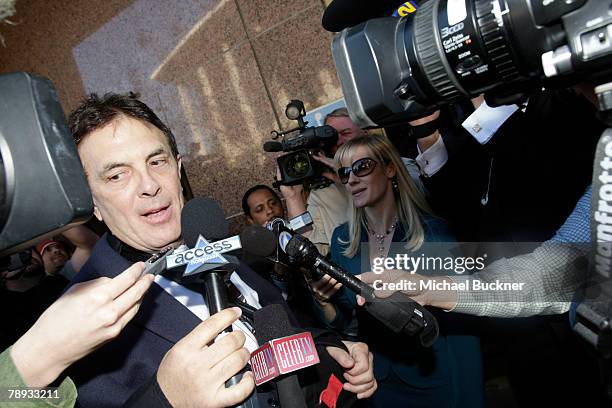 Media coordinator Michael Sands addresses the media outside the Los Angeles County Courthouse on details of the custody hearing for singer Britney...