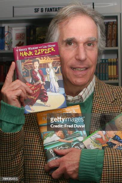 Henry Winkler signs copies of his children's book 'Who Ordered This Baby? Definitely Not Me' at Forbidden Planet on January 14, 2008 in London,...