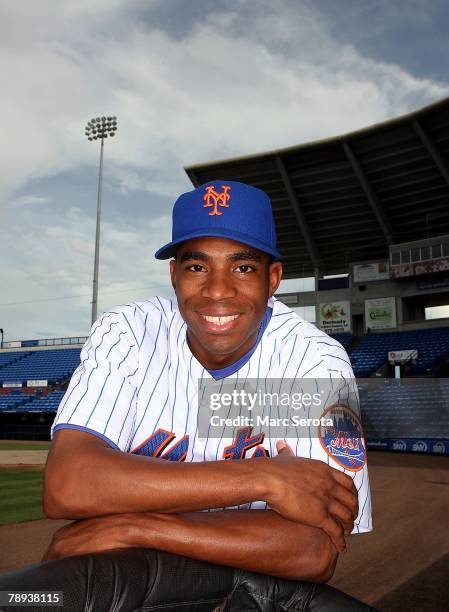 Outfielder Endy Chavez of the New York Mets poses for photos in Port St. Lucie, Florida in April of 2007.