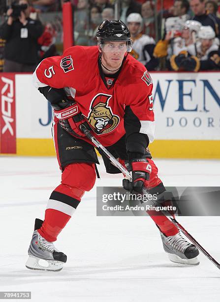 Christoph Schubert of the Ottawa Senators skates against the Buffalo Sabres at Scotiabank Place on January 10, 2008 in Ottawa, Ontario.