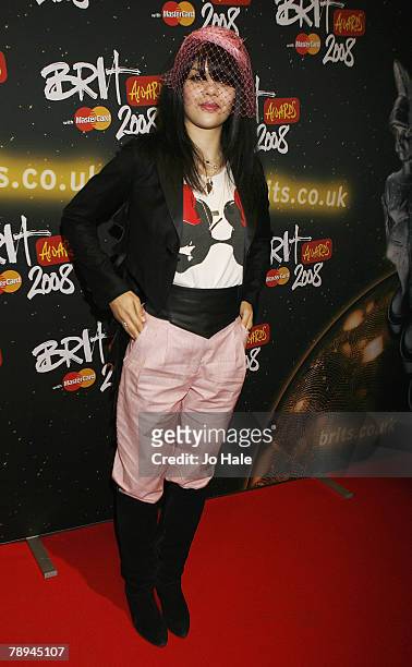 Musician Natasha Khan of Bat for Lashes arrives at the Brit Awards 2008 - Nominations Launch Party at the Roundhouse January 14, 2007 in London,...