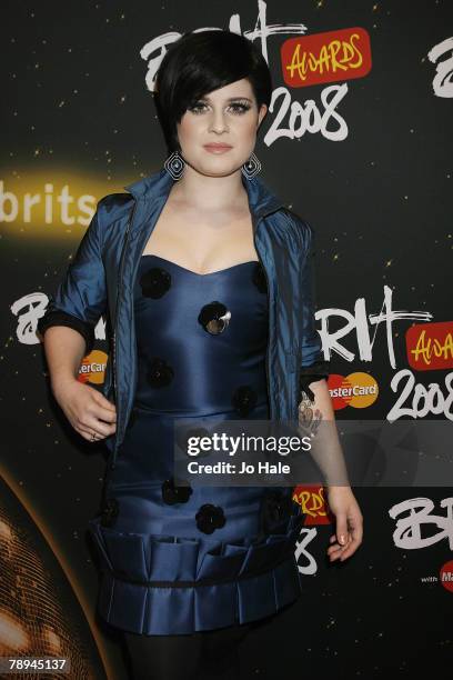 Personality Kelly Osbourne arrives at the Brit Awards 2008 - Nominations Launch Party at the Roundhouse January 14, 2007 in London, England.