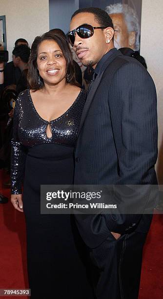 Roberta Shields and son recording artist Ludacris arrive at the 16th annual Trumpet Awards January 13, 2008 at the Omni Hotel at CNN Center in...