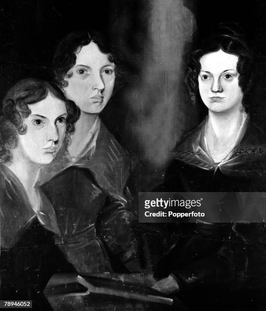 The Bronte sisters, Anne, Charlotte and Emily from a painting by their brother P.B.Bronte,circa 1835.