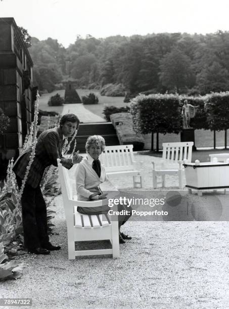 Aristocracy, Personalities, pic: circa 1970, The Duchess of Devonshire, pictured at her Chatsworth House, Derbyshire home with interior designer...