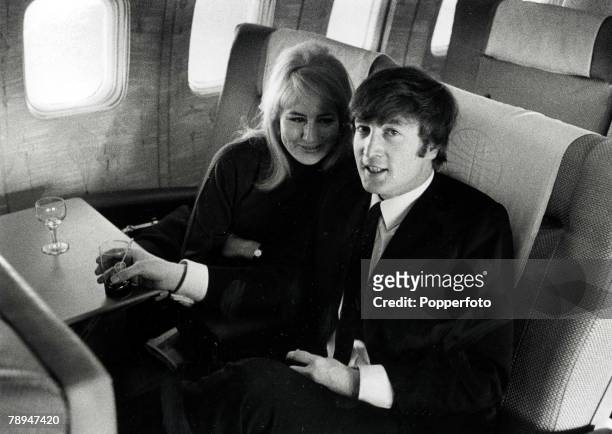Volume 2, Page 84, Picture 6, The Beatles, February 7th 1964, John Lennon with his wife Cynthia, flying to New York