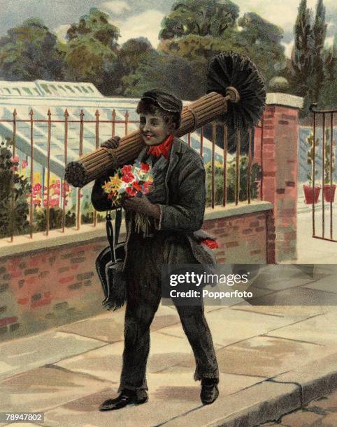 Volume 2, Page 105, Pic 9, Colour illustration of a Victorian chimney sweep