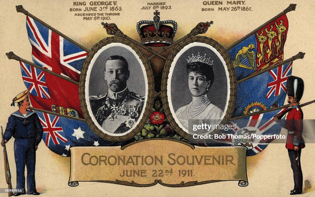 Volume 2. Page 105. Picture 10. A Coronation souvenir postcard of King George V and Queen Mary in June, 1911.