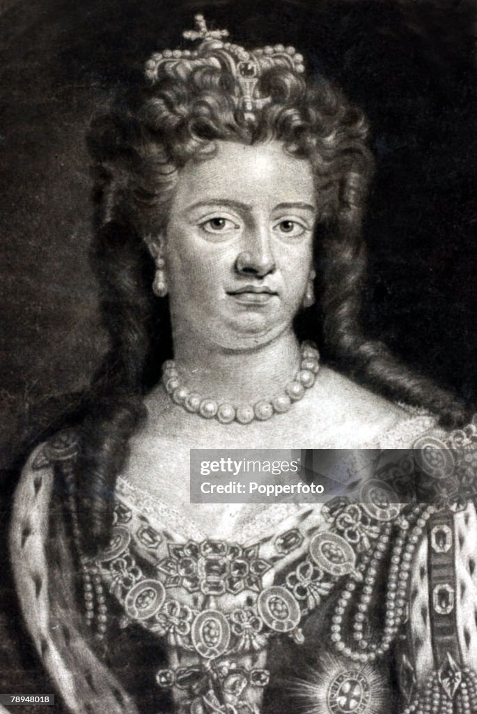 History Personalities. British Royalty. pic: circa 1710 Queen Anne, (1665-1714) who reigned 1702-1714. The single most important constitutional act during her reign was the 1707 Act of Union when England and Scotland were finally joined.