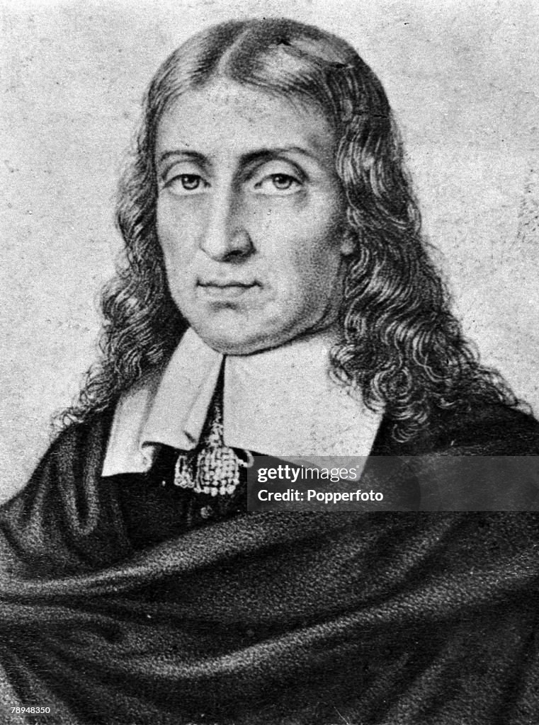 A portrait of John Milton (1608-1674), the English poet.