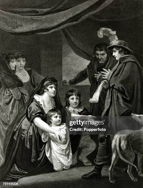 History Illustrations, English Royalty, pic: circa 1470,This illustration shows the widow Lady Elizabeth Gray entreating KIng Edward IV to protect...