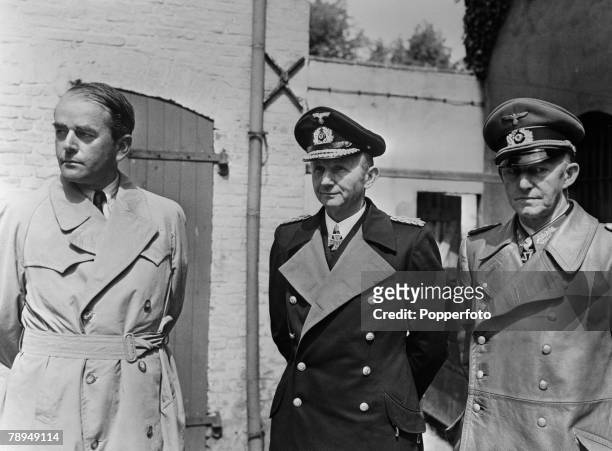 War & Conflict, World War Two Senior German Commanders captured at the end of the war, L-R; Dr Albert Speer, Admiral Doenitz and General Alfred Jodl