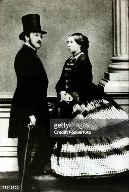 History Personalities, British Royalty, pic: circa 1860, Queen Victoria, pictured with her husband Prince Albert, who she married in 1840, Queen...