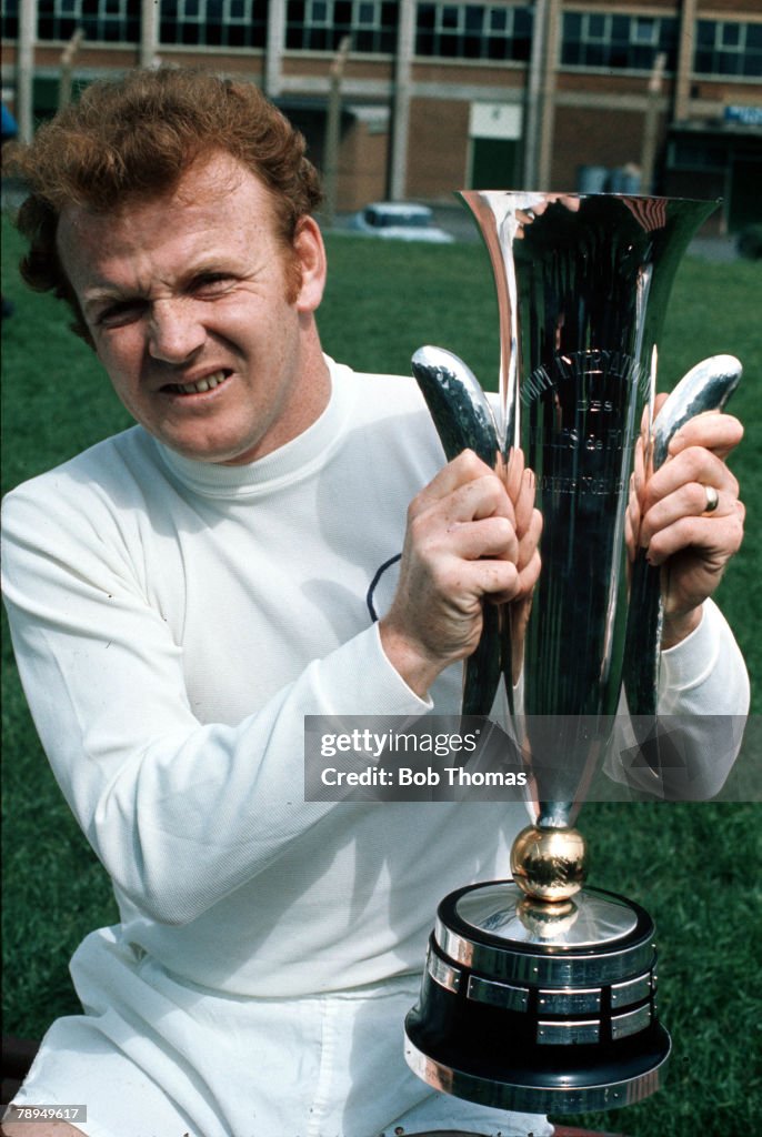 Leeds United captain Billy Bremner poses with the UEFA Inter City Fairs Cup.