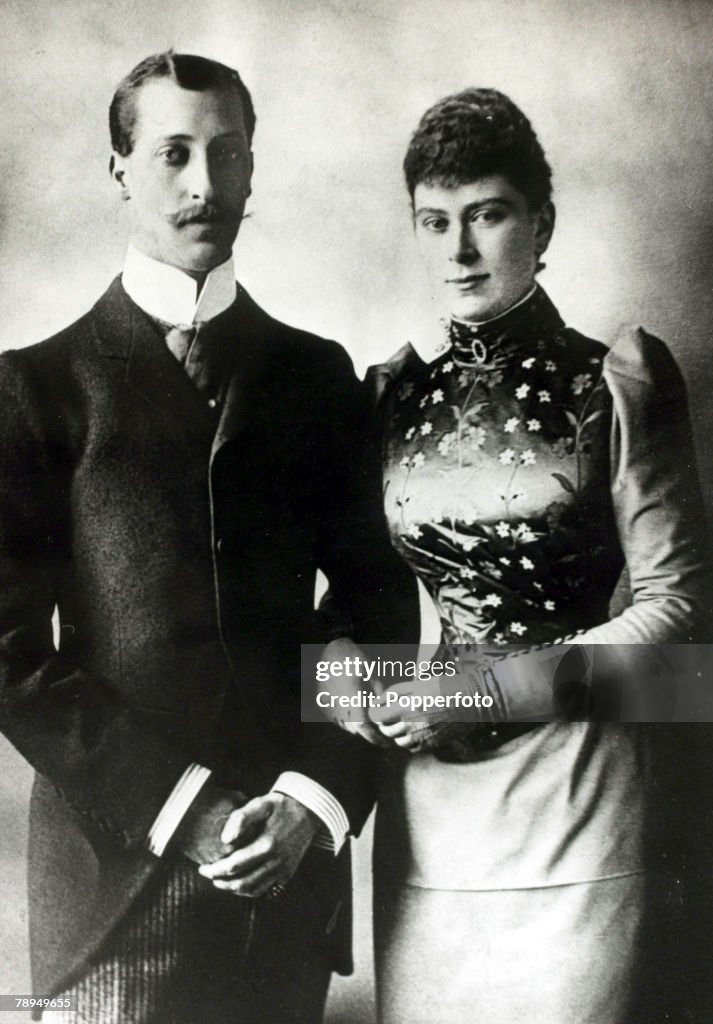 History Personalities. British Royalty. pic: circa 1891. HRH.The Duke of Clarence pictured with Princess Mary of Teck on their engagement. The Duke died of pneumonia before they married.