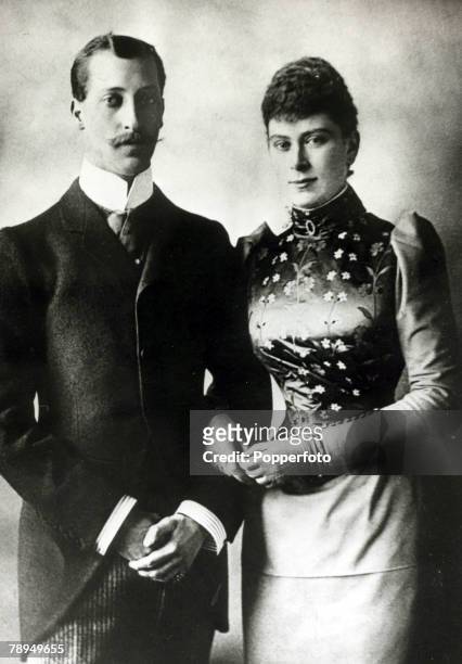 History Personalities, British Royalty, pic: circa 1891, HRH,The Duke of Clarence pictured with Princess Mary of Teck on their engagement, The Duke...
