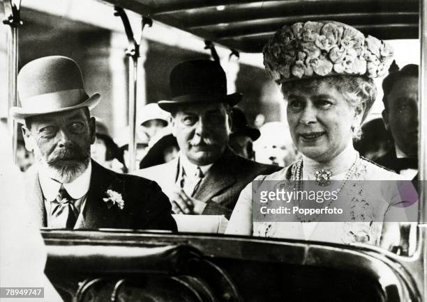 King George V with the his Consort, Queen Mary, pictured when they attended the Wembley exhibition of 1925, King George V, reigned from 1910-1936