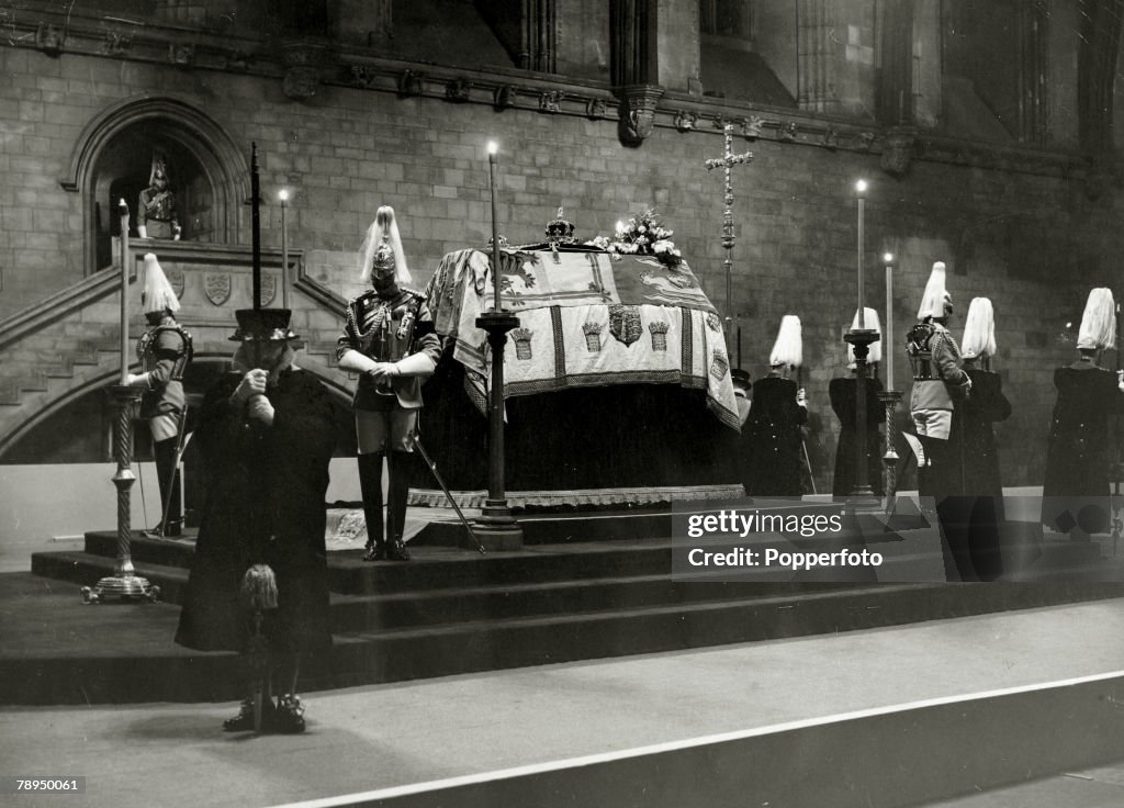 British Royalty. The Funeral of King George V. pic: January 1936. The Lying in State of King George V in Westminster Hall, London.