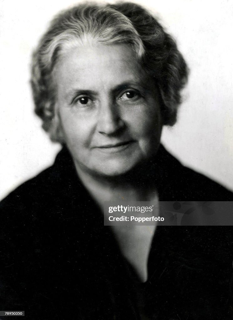 Portrait of Dr. Maria Montessori, Italian Physician and Educationist, (1870-1952), who established schools for children with learning disabilities.