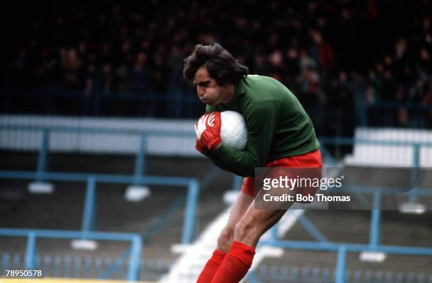 Liverpool goalkeeper Ray Clemence catches the ball