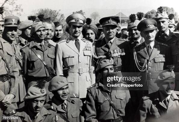 25th February 1956, The Shah of Iran with members of the Indian armed ...