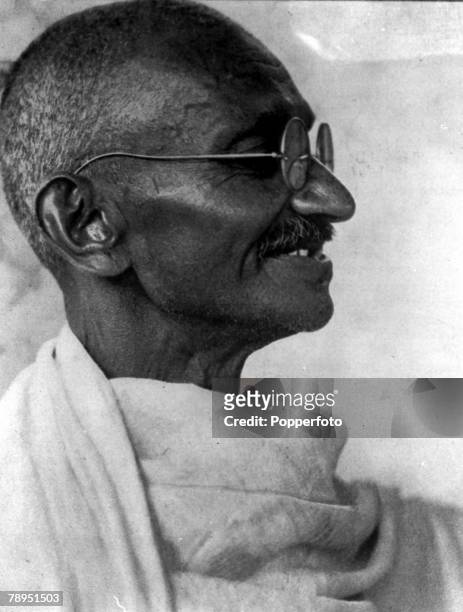 Portrait of Mahatma Gandhi , the Indian political and spiritual leader, guru and social reformer , pictured in Delhi