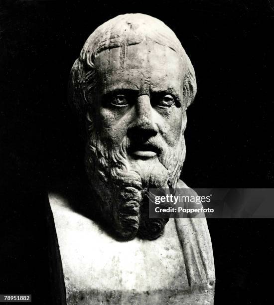 The marble bust of Herodotus, , Greek historian