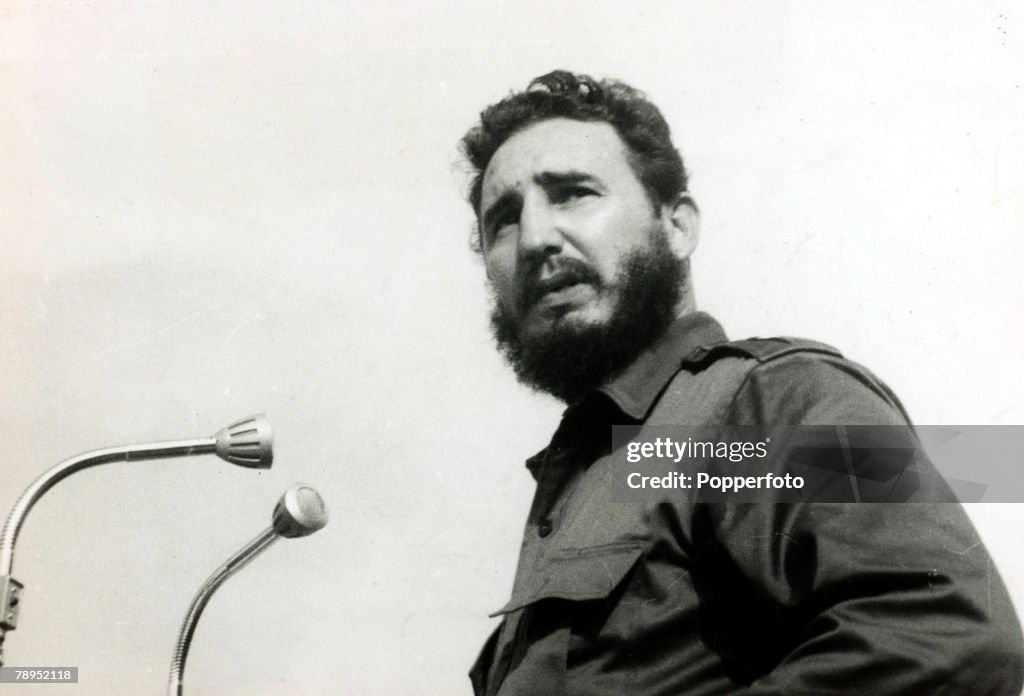 Politics / Revolution. Personalities. pic: circa 1961. Cuban leader Fidel Castro pictured during a rally in Havana. Fidel Castro, born 1926/27, Cuban revolutionary and political leader, came to power in 1959 after an armed guerilla struggle and has run Cu