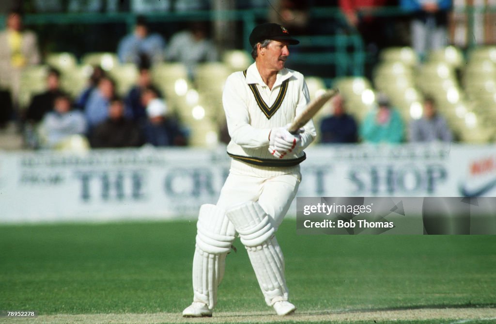 Sport. Cricket. pic: 9th May 1985. Tour Match at Taunton. Somerset v Australia. Bob Holland, Australia.