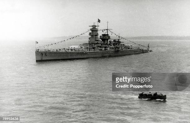War and Conflict, World War Two, Sea War, pic: 1939, The German Deutschland-class cruiser, or pocket battleship, that was lost when scuttled by the...