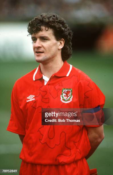 Circa 1990, Mark Hughes, Wales striker, portrait
