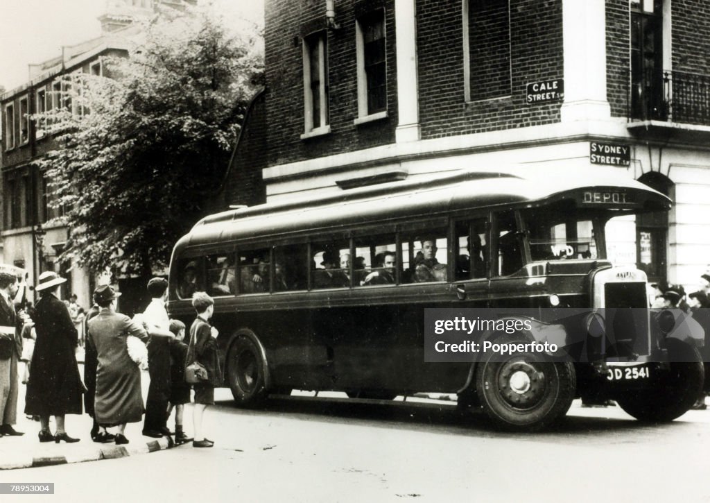 War and Conflict. World War Two. pic: June 1940. Italians regarded as dangerous to national security are taken by coach through London where they are to be placed in an internment camp.