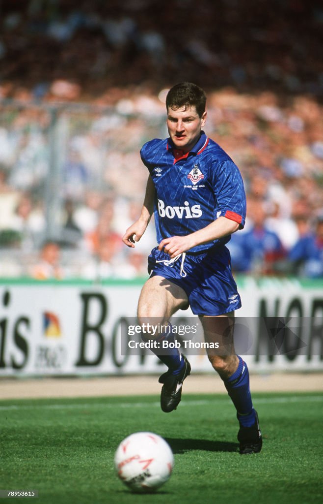 Sport.Football. pic: 29th April 1990. Denis Irwin, Oldham Athletic defender, who won 56 Republic of Ireland international caps 1991-2000, while playing at Manchester United.