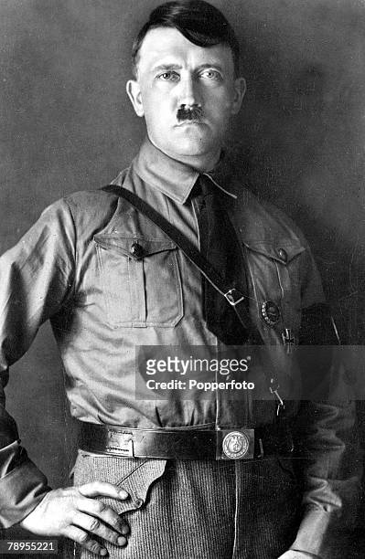 Portrait of German Nazi leader Adolf Hitler wearing military uniform 1889 - 1945