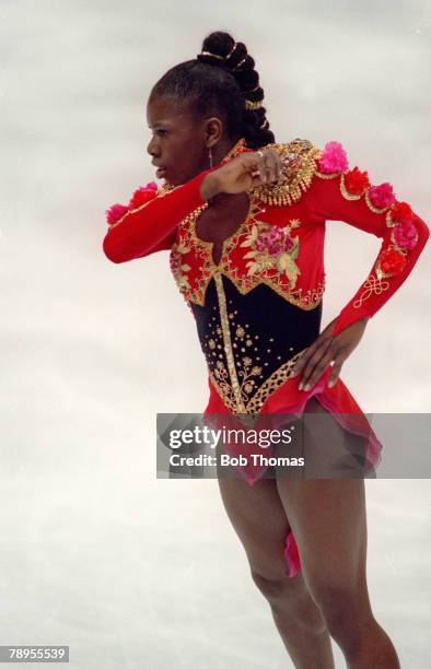 Sport, 1992 Winter Olympic Games, Albertville, France, Ice Skating, Womens Figure Skating, Surya Bonaly, France