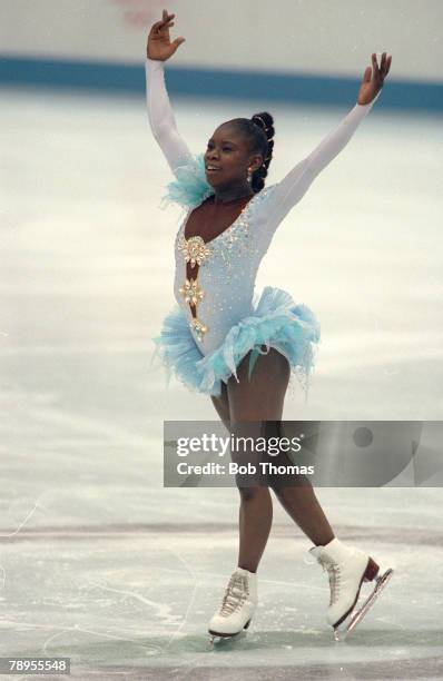 Sport, 1992 Winter Olympic Games, Albertville, France, Ice Skating, Womens Figure Skating, Surya Bonaly, France