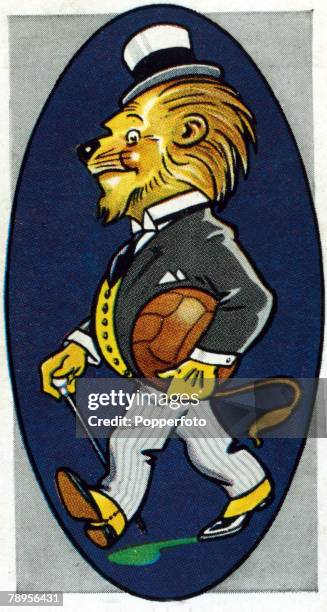 Sport, Football Illustration, Caricature/Nicknames, pic: circa 1930's, Millwall nicknamed the "Lions" and playing at the Den