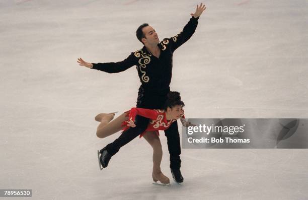 Sport, 1998 Winter Olympic Games, Nagano, Japan, Figure Skating, Pairs, Stephane Abitbol and Stephane Bernadis, France