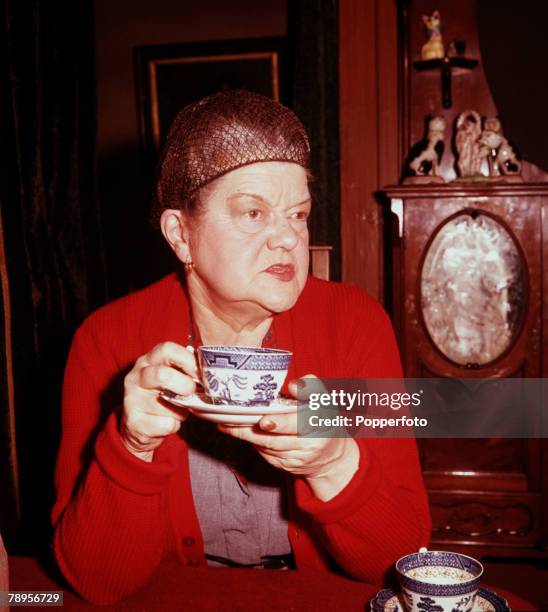 England British actress Violet Carson who plays the role of Ena Sharples on the television soap opera Coronation Street