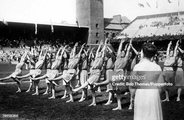 Olympic Games, Stockholm, Sweden, Gymnastics,Members of the Finnish team in action