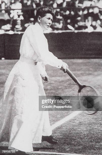 Olympic Games, Paris, France, Tennis, Great Britain's Charlotte Cooper who won the gold medal for the Singles and Mixed Doubles competitions becoming...